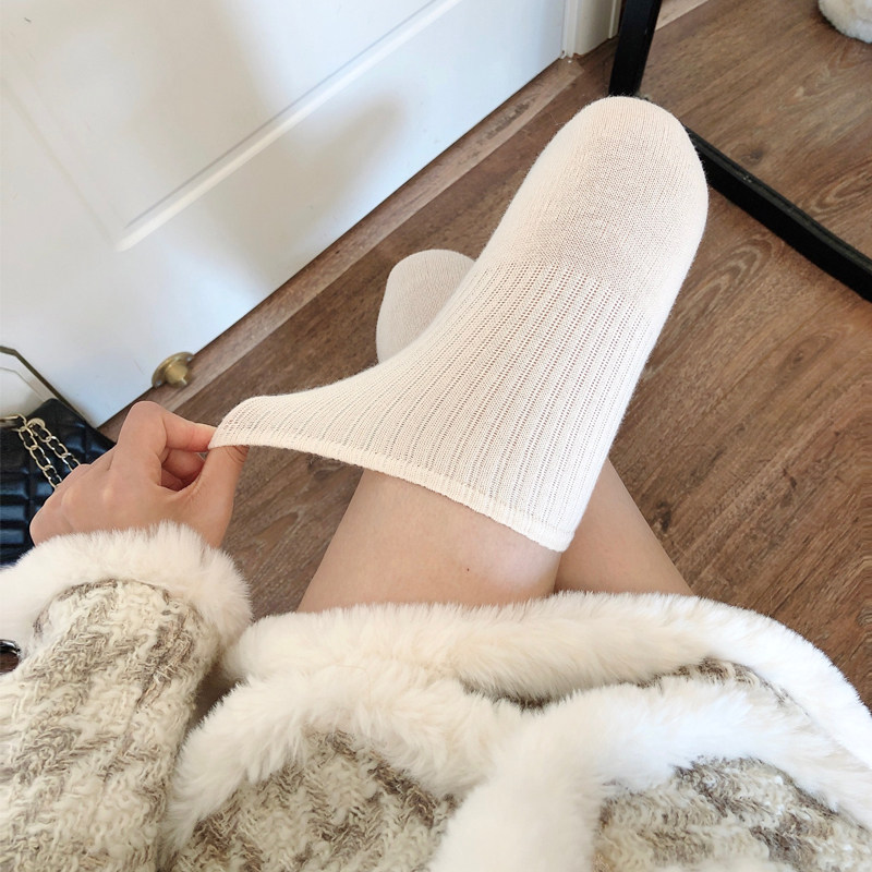秋冬加绒白色长筒袜日系保暖高筒袜米色羊毛大腿袜子加厚过膝袜女,淘宝优惠券,粉丝福利购,淘宝优惠卷