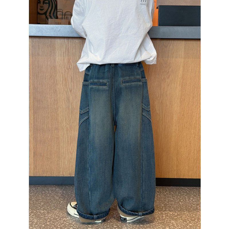 凯文家童装2025年冬季新品男童中大童韩版拼接儿童牛仔裤加绒长裤,淘宝优惠券,粉丝福利购,淘宝优惠卷