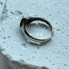 Niche S925 sterling silver vintage distressed inlaid heart-shaped black agate open ring