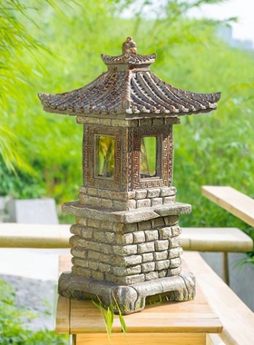 太阳能灯摆件仿石塔0耗电