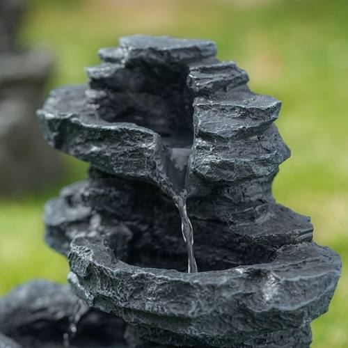 太阳能循环流水造景花园庭院树脂石头假山公司鱼缸不插电瀑布装饰 - 图1