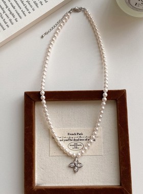 卡芙娜 小确幸珍珠项链百搭配饰礼物颈链女毛衣链中古饰品锁骨链