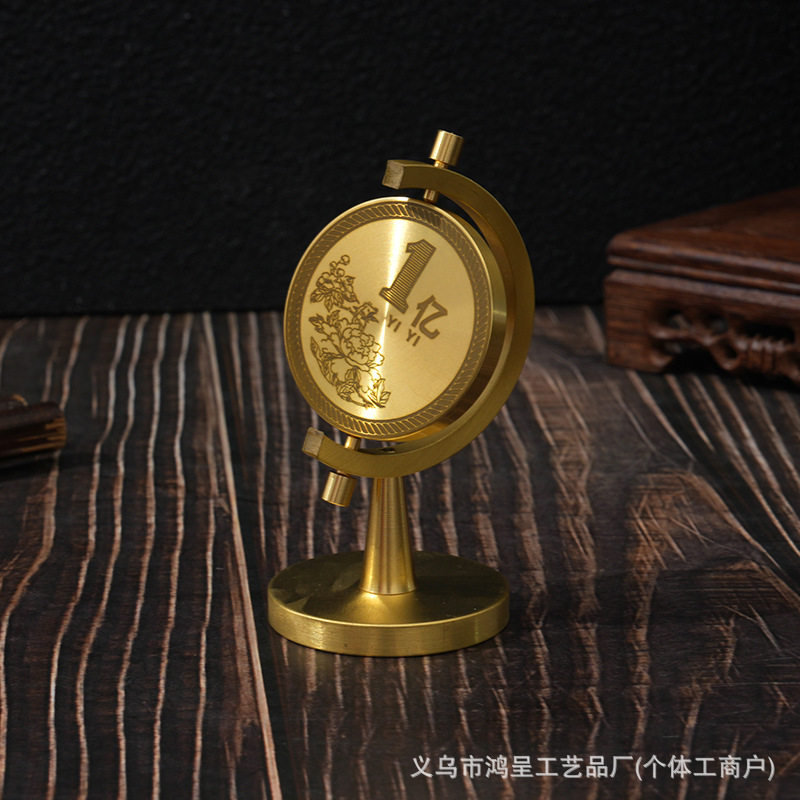新款旋转桌面解压感办公室茶桌转运爆单摆件黄铜一个亿小目标,淘宝优惠券,粉丝福利购,淘宝优惠卷