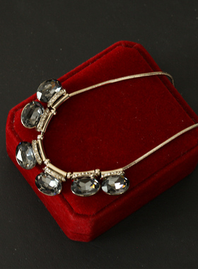 设计感小众轻奢短项链灰水晶女