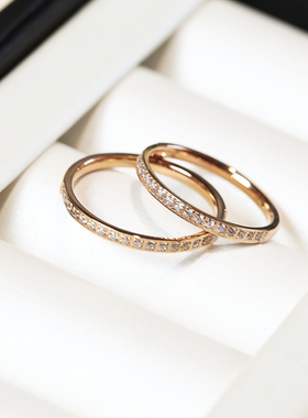 简约细戒指百搭镶钻极简闺蜜尾戒