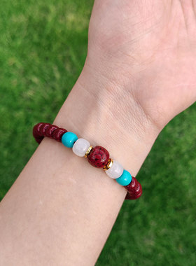 她世代朱砂手串正品晶体砂转运手链本命年护身