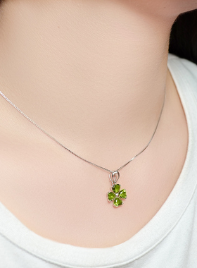 天然玻璃绿色七夕节幸运四叶草