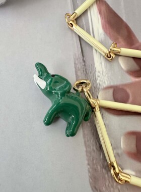 18K镀珐琅小象竹节项链小众百搭