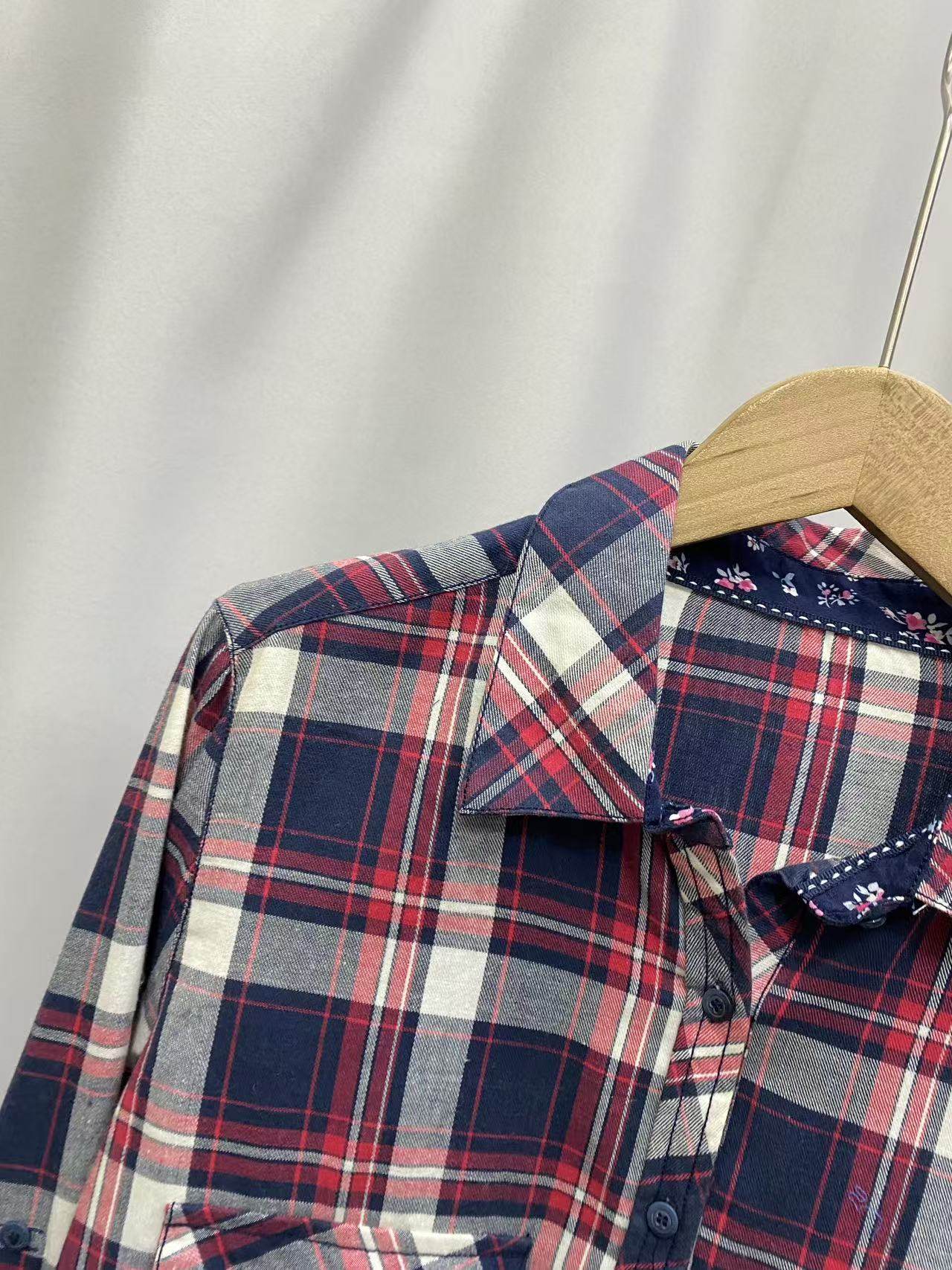 外贸单样衣休闲时尚百搭衬衣春季新款女棉格子长袖衬衫,淘宝优惠券,粉丝福利购,淘宝优惠卷