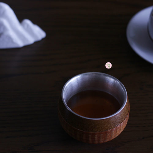 竹丝扣瓷茶具竹编包银公道杯鎏银茶杯四川非遗主人杯拾珠 - 图3