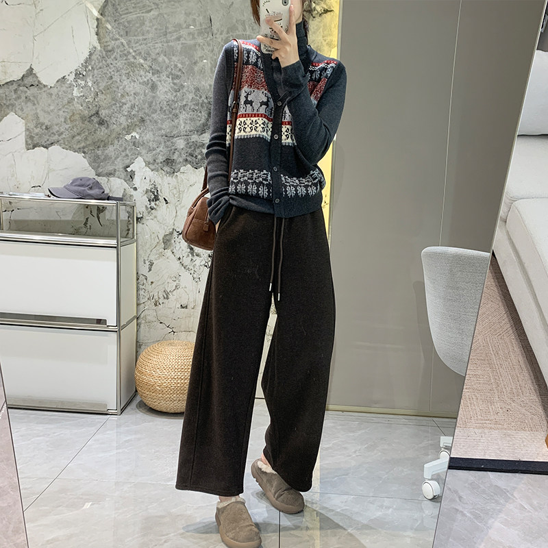 复古提花两件套针织马甲背心细羊毛混纺堆领针织衫女高领秋冬保暖,淘宝优惠券,粉丝福利购,淘宝优惠卷