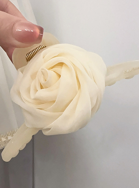 薄纱花朵抓夹后脑勺盘发夹大发量