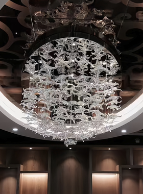 酒店琉璃吊饰定制大堂宴会厅四角星吊灯装饰件天花板空中艺术吊件