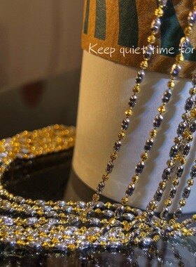 双色橄榄链银项链长度60厘米抽绳款可以调节长度