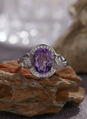 高级不掉色S925纯银天然托帕石黄紫水晶彩宝手链手镯饰品珠宝