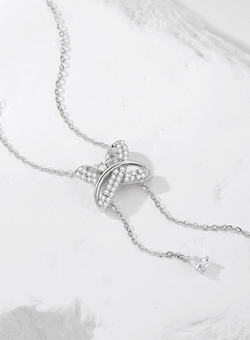 原创天使之心项链女生S925纯银网红新中式眼泪流苏吊坠锁骨链银饰