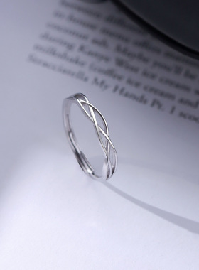 925纯银素圈戒指女简约指环开口