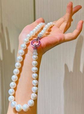 9.5-10.5mm复古高光天然淡水珍珠项链基础款锁骨链