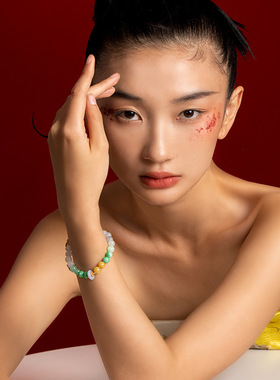 现货天然缅甸A货翡翠手链女款S925银镀金7mm圆珠手串