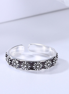 复古原创泰银戒指潮流做旧饰品