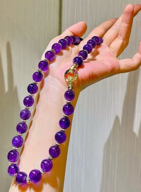 10mm大颗粒精品葡萄紫天然紫水晶设计感项链