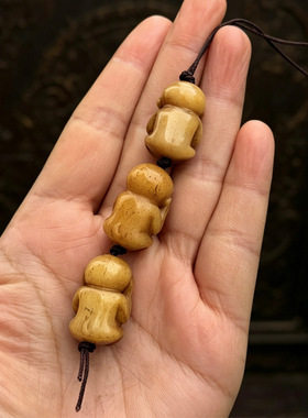 藏传回流骆驼骨雕刻三不猴挂坠暂时文玩佛珠手串吊坠挂件饰品