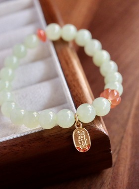 厂家天然和田玉晴水手串高冰老料6mm冰透手链高货通透高级感