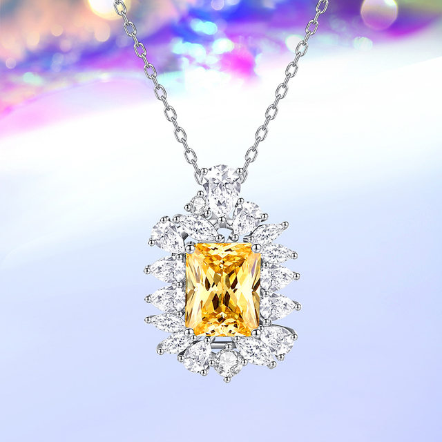European and American best-selling princess wedding s925 sterling silver necklace women's luxury high-end banquet colorful jewelry versatile jewelry