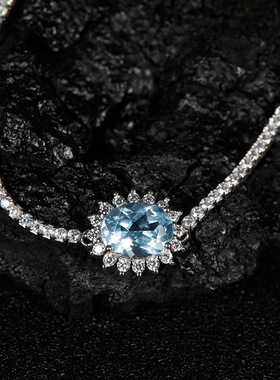 欧美饰品爆款S925纯银镶天然托帕石紫黄水晶石榴石彩宝手链女