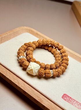 小金刚菩提手串男士原籽核桃菩提子文玩手持盘玩双圈手链