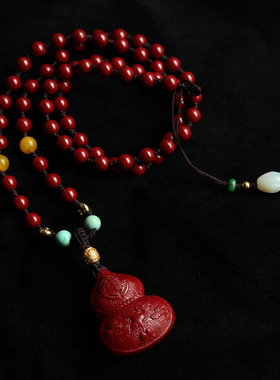 天然朱砂项链砂福寿葫芦挂坠一件起批女款妈妈链带吊坠纯