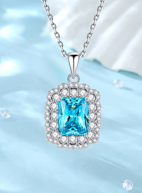 高碳彩宝黄钻项链女S925银吊坠满钻锆石欧美跨境INS简约时尚小众