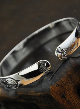 经典款民族风荷叶花纹复古苗银