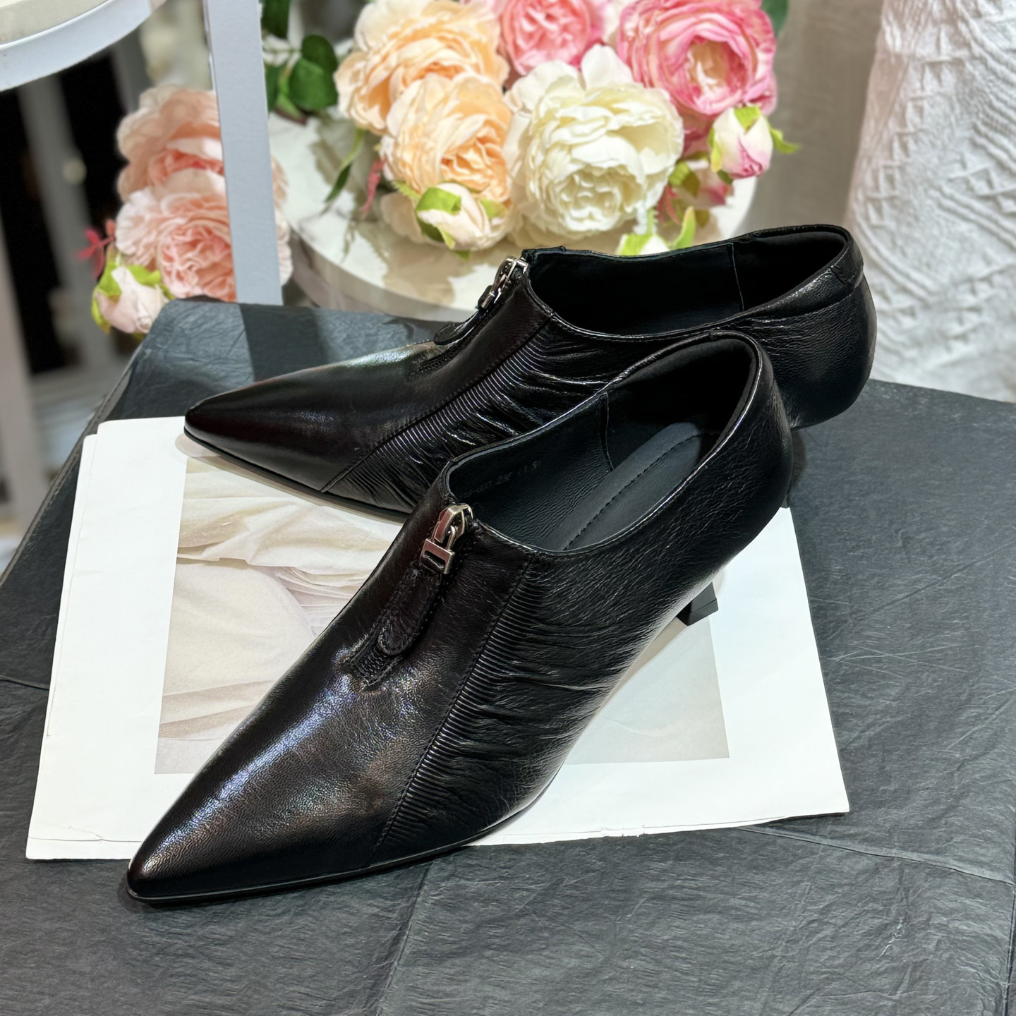 轻奢欧货~尖头前拉链高级感女士软羊皮气质皮鞋深口不累脚高跟鞋,淘宝优惠券,粉丝福利购,淘宝优惠卷