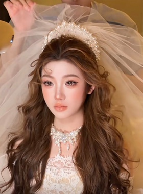 重工手作串珠王冠新娘婚纱礼服头饰跟妆配饰气质百搭减龄18632