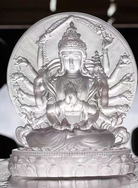 古法琉璃准提菩萨摆件千手观音佛像工艺家居装饰佛堂供具长辈礼