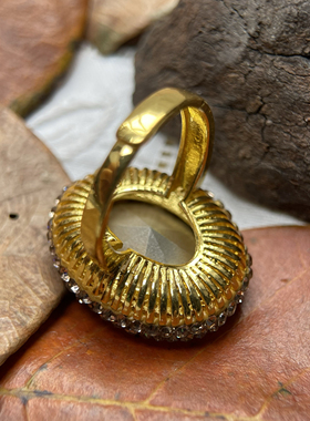 苏丹石变色石轻奢华夸张个性宴会开口可调节戒指指环耳环项链套装