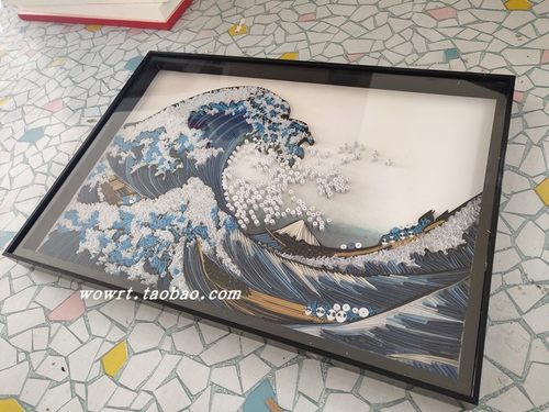 包邮海浪神奈川冲浪里浮世绘衍纸手工纸艺立体装饰画材料包A3套装 - 图2