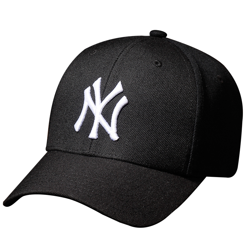 JVUΑMLB棒球帽男女经典EXO洋基队黑色白标NY帽子可调节鸭舌帽LA