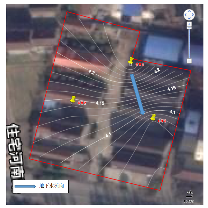 场调报告地下水流场图/地下水流向/土壤污染状况调查