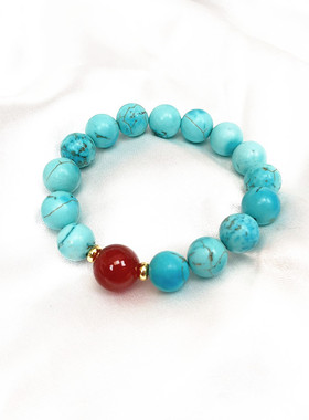 弹力石头质感12里手链