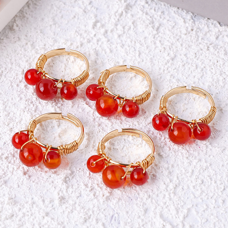 Agate ring niche unique ring women new Chinese style