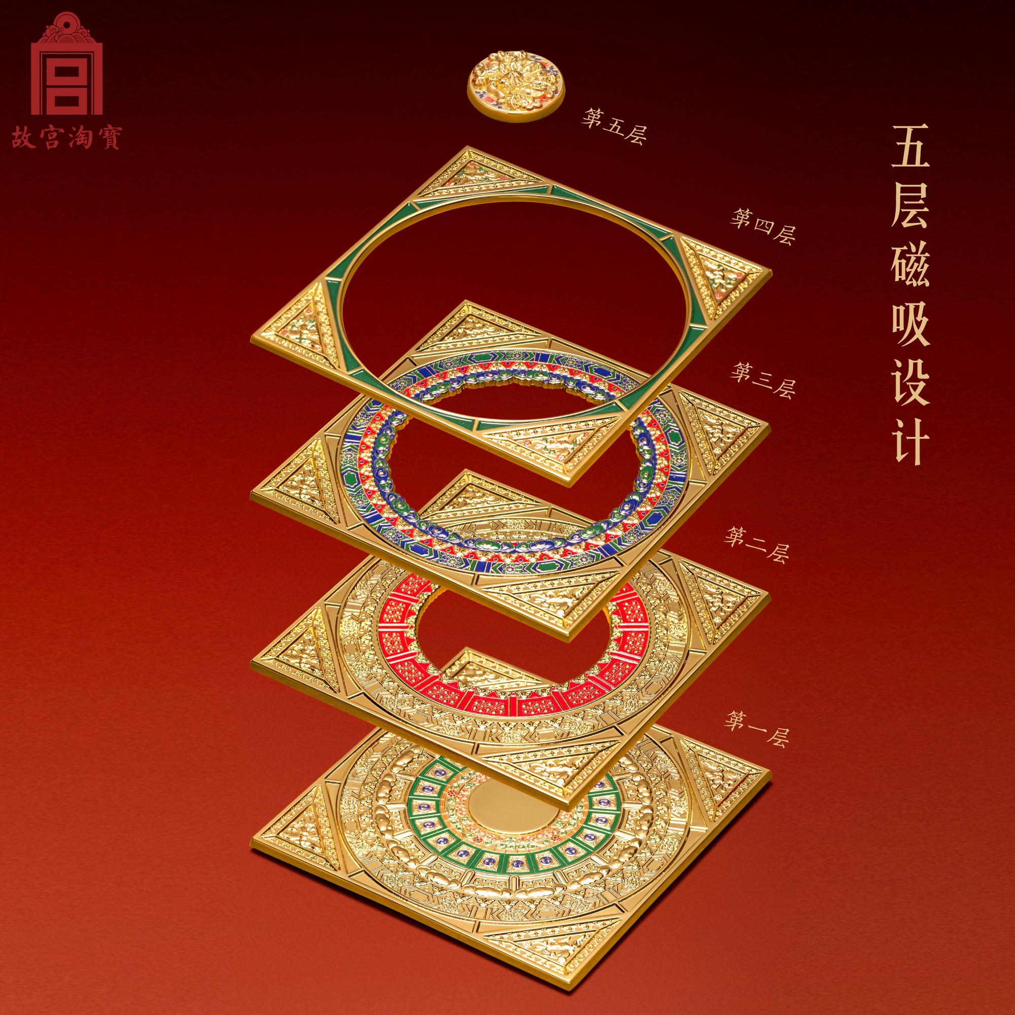 故宫淘宝｜万春亭多层磁吸藻井冰箱贴博物馆文创礼物北京伴手礼