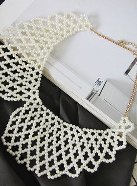 欧美饰品白色仿珍珠毛衣链