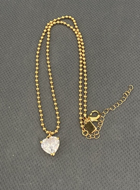 欧美外贸饰品时尚百搭项链女多款三角桃心镀真金豆豆链锆石项链CH