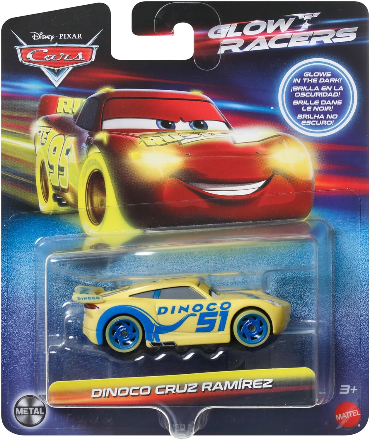 美泰汽车总动员 Pixar Cars Glow Racers 夜光系列玩具车辆模型 - 图1