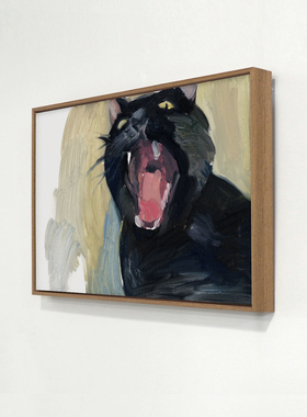 crisis art 8 艺术微喷 黑猫装饰画 小尺寸 实木外框
