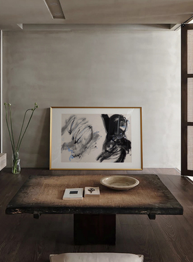 crisis art 73 黑白现代水墨装饰画 中国风 东方美学金色画框挂画