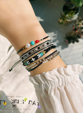 情侣串珠简约叠戴手链