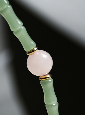 复古清新粉小众设计国风串珠水晶